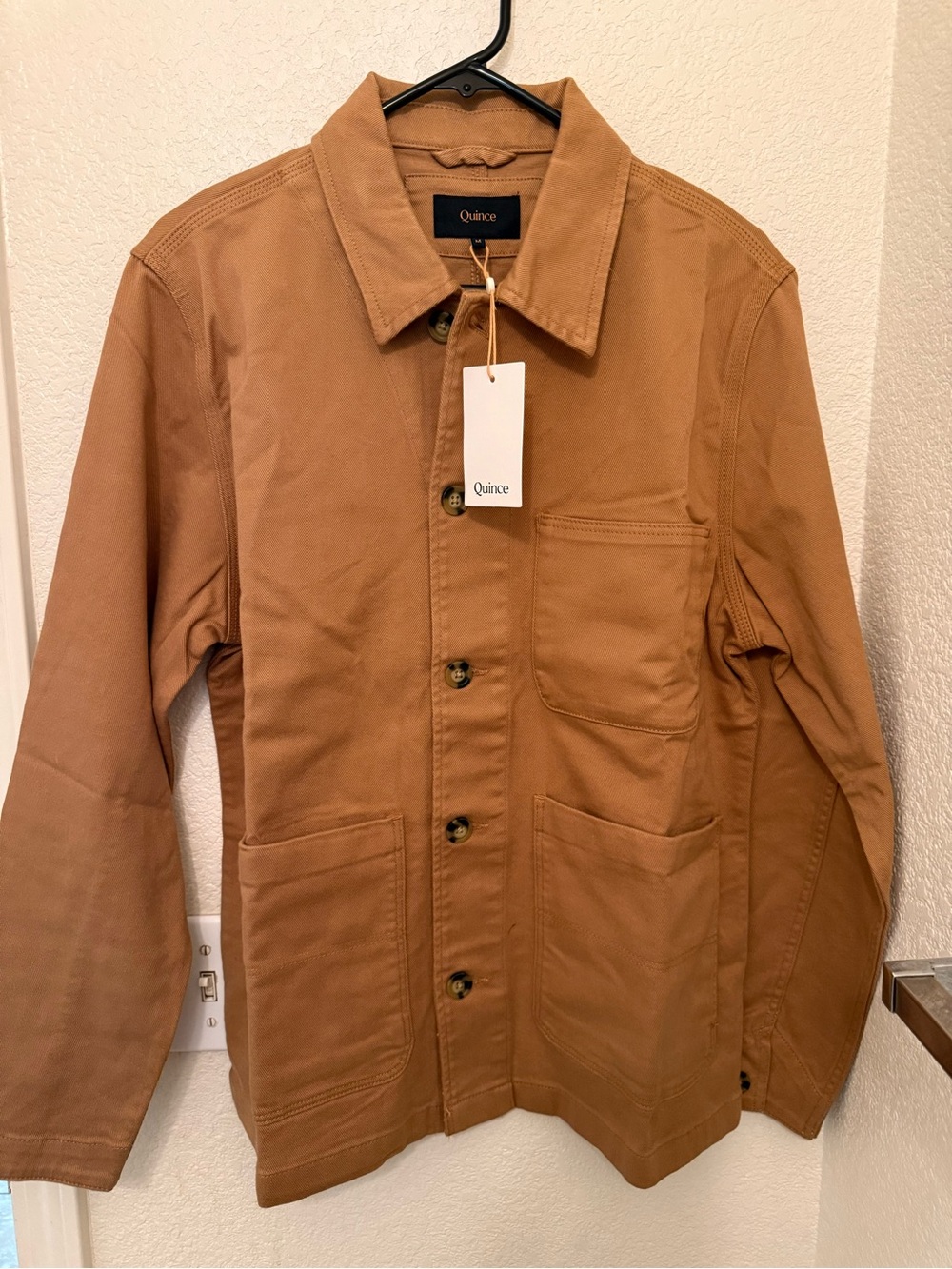 Quince Men's Lightweight Shirt Jacket in Caramel Brown